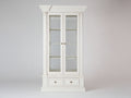 Vitrina de madera 90x40x220 cm blanca estilo clásico con 2 puertas de cristal y 2 cajones