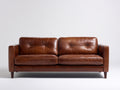 Sofá 2 plazas tapizado 175x88x84 cm - Marrón coñac - Diseño clásico con respaldo acolchado
