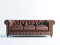 Sofá 3 plazas de cuero 230x90x85 cm - marrón - estilo Chesterfield clásico para salón