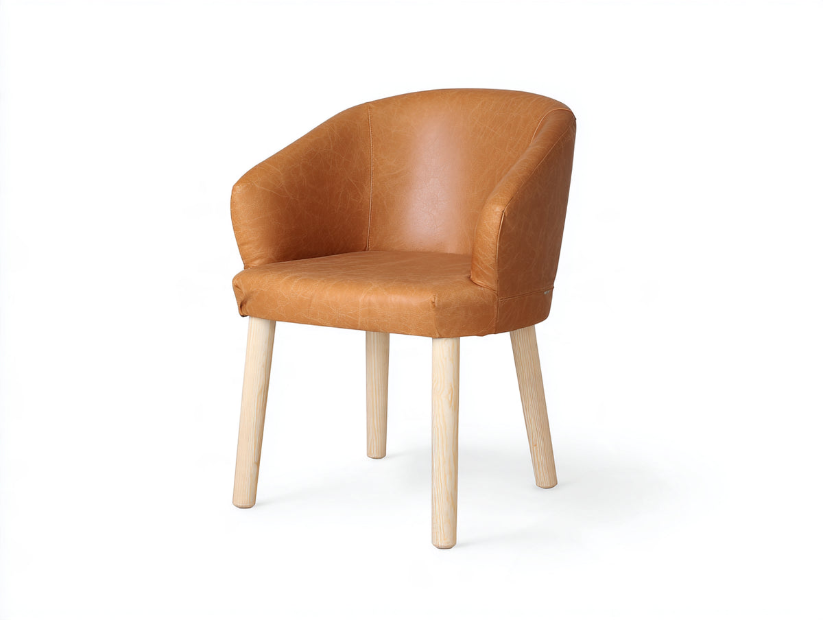 Silla de comedor tapizada marrón 55x60x82 cm - diseño envolvente con reposabrazos y estructura de madera para interior