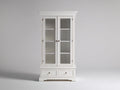 Vitrina de madera con 2 puertas de vidrio 110x45x195 cm - Blanco - 2 cajones y diseño clásico