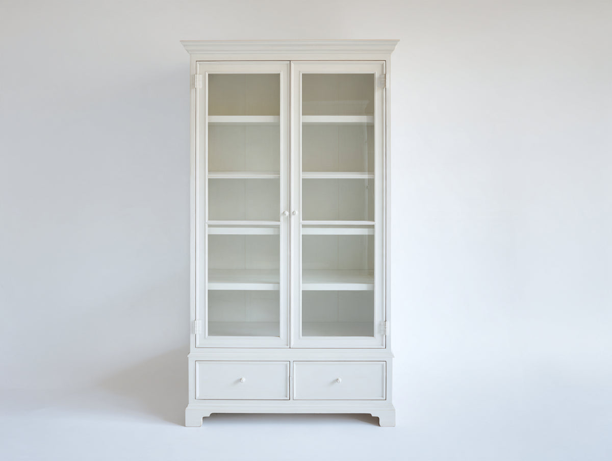 Vitrina de madera 100x40x190 cm - blanco - diseño clásico con puertas de cristal