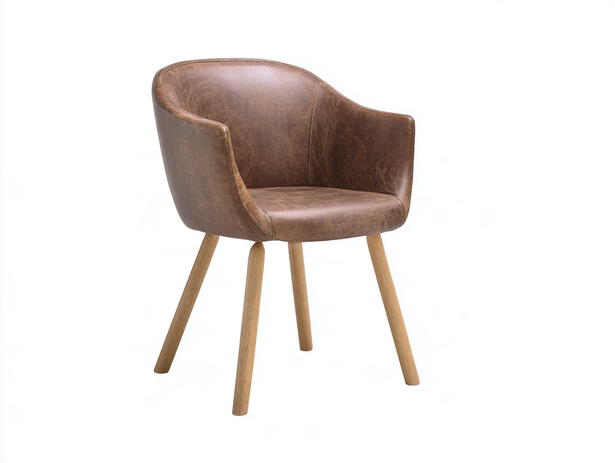 Silla de comedor tapizada 65x60x80 cm - cuero sintético marrón - diseño moderno