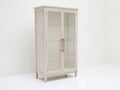 Vitrina de madera 100x40x185 cm - blanco envejecido - diseño clásico con 2 puertas de cristal