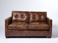 Sofá 2 plazas tapizado efecto cuero 165x90x85 cm - marrón envejecido - diseño clásico con asiento acolchado