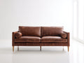 Sofá 2 plazas de cuero 190x85x85 cm - marrón - diseño moderno y cómodo para salón