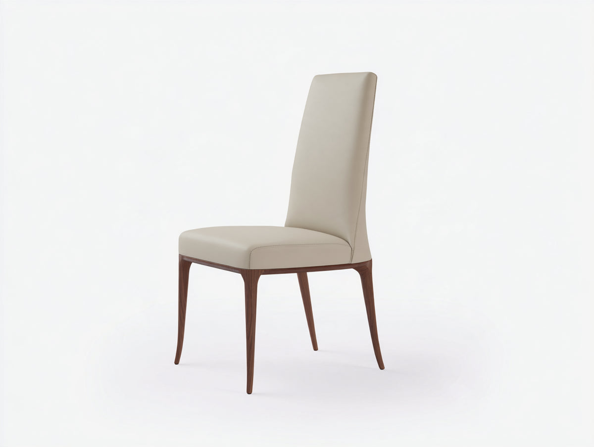 Silla de comedor tapizada 55x60x85 cm - cuero sintético beige - diseño moderno